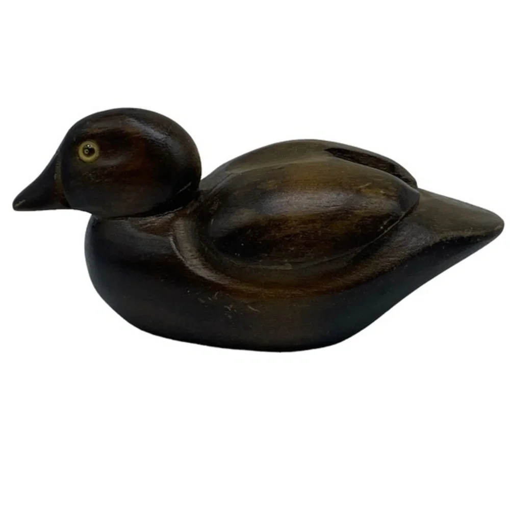 Vintage Wood Duck Decoy Hand Craved with Glass Eyes